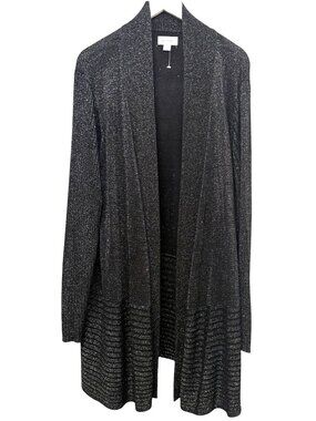 AVENUE Long Cardigan Plus Size 22 /24 Black Gold Metallic Evening Womens Sweater